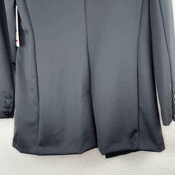 Calvin Klein Mixed Media Black Faux Leather Open Front Blazer Jacket 4 NWT - Picture 10 of 16